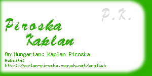 piroska kaplan business card